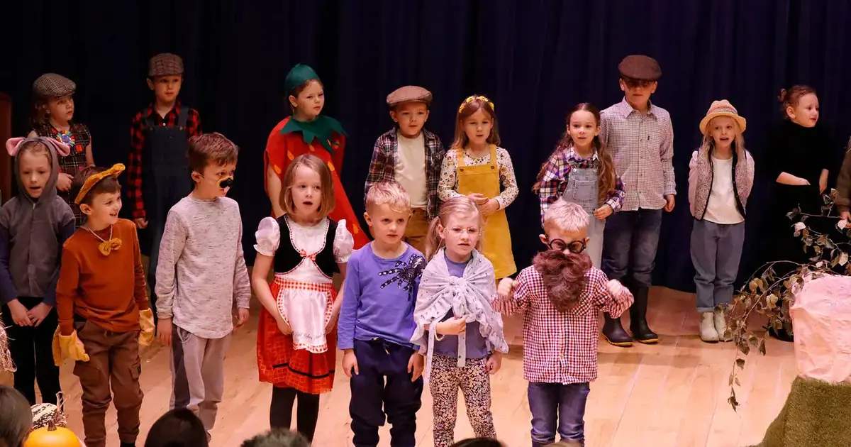 Pocklington Prep School pupils performing on stage during Harvest Festival Page Image,news,prep school,drama